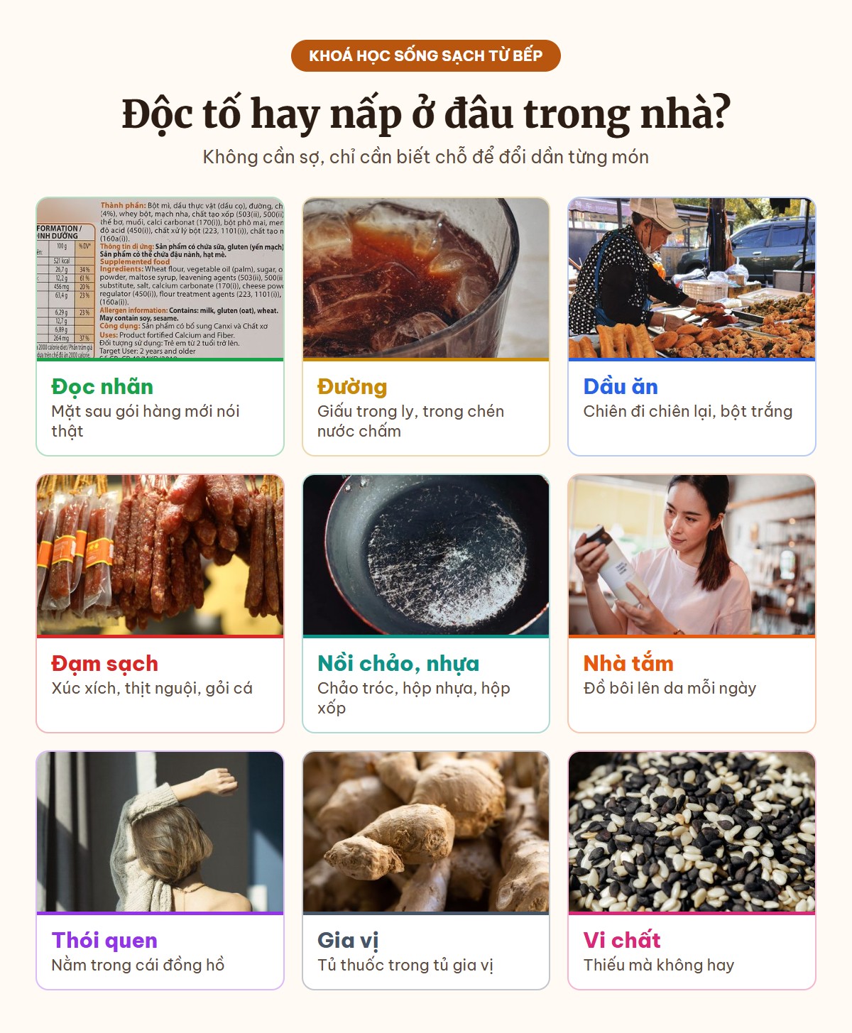 Những chỗ độc tố hay nấp trong căn bếp và căn nhà